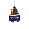 10-0925 - Christian Ulbricht Ornament - Blue Music Box With Santa - 3''H x 2.5''W x 2.5''D