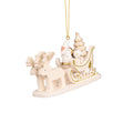10-0928 - Christian Ulbricht Ornament - White and Gold Sled With Santa - 2.25H x 1.9W x .8D