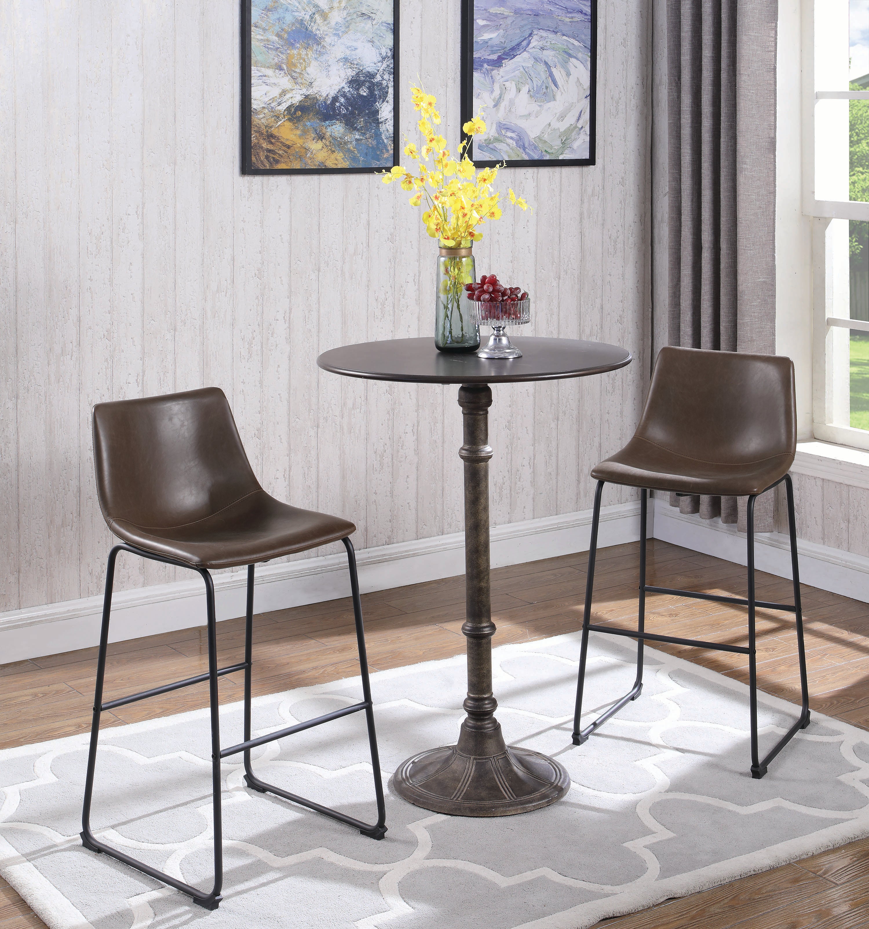 Rustic Dark Russet and Antique Bronze CounterHeight  Table