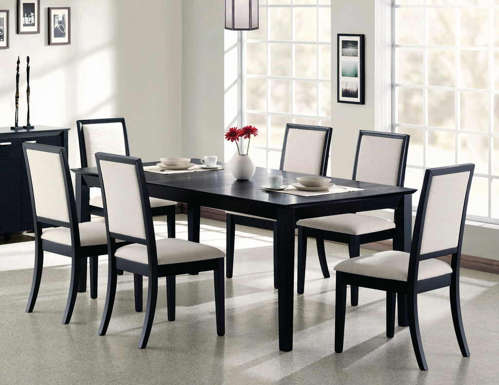 Coaster Fine Furniture Louise Extendable Dining Table 78-Inch Black MDF, Asian Hardwood, Ash Veneer