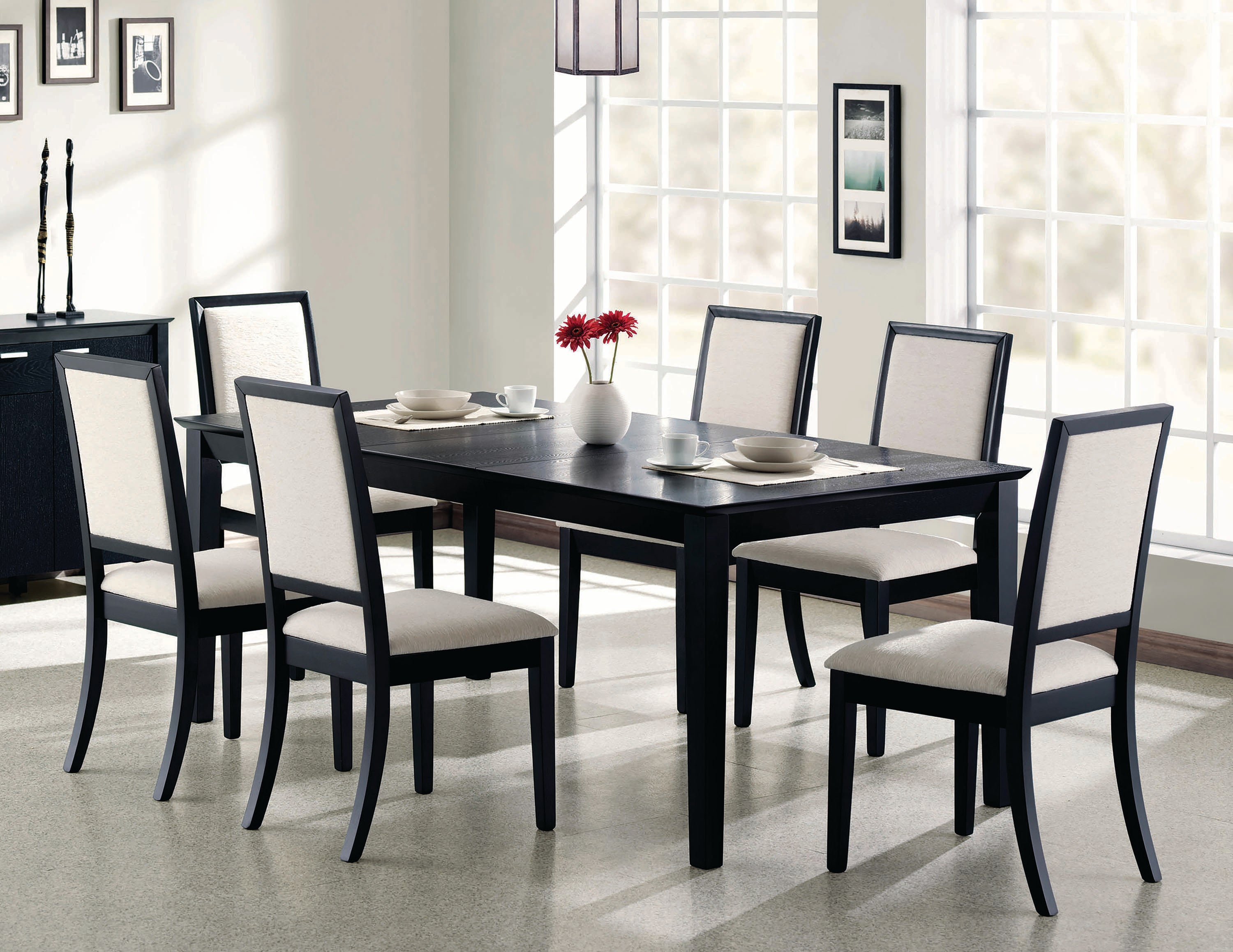 Coaster Fine Furniture Louise Extendable Dining Table 78-Inch Black MDF, Asian Hardwood, Ash Veneer