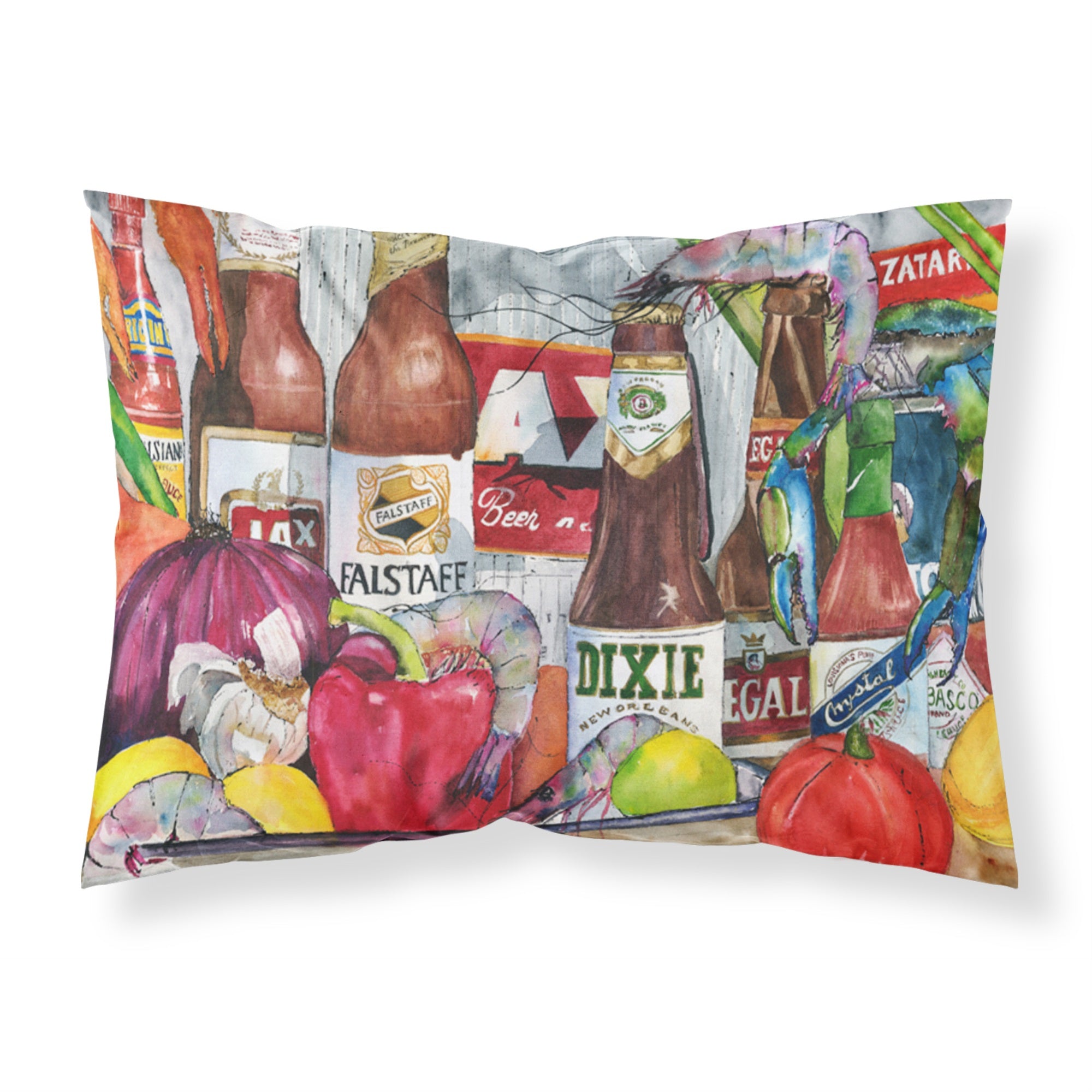 'Caroline'S Treasures 1017Pillowcase New Orleans Beers And Spices Moisture Wicking Fabric Standard Pillowcase, Large, Multicolo