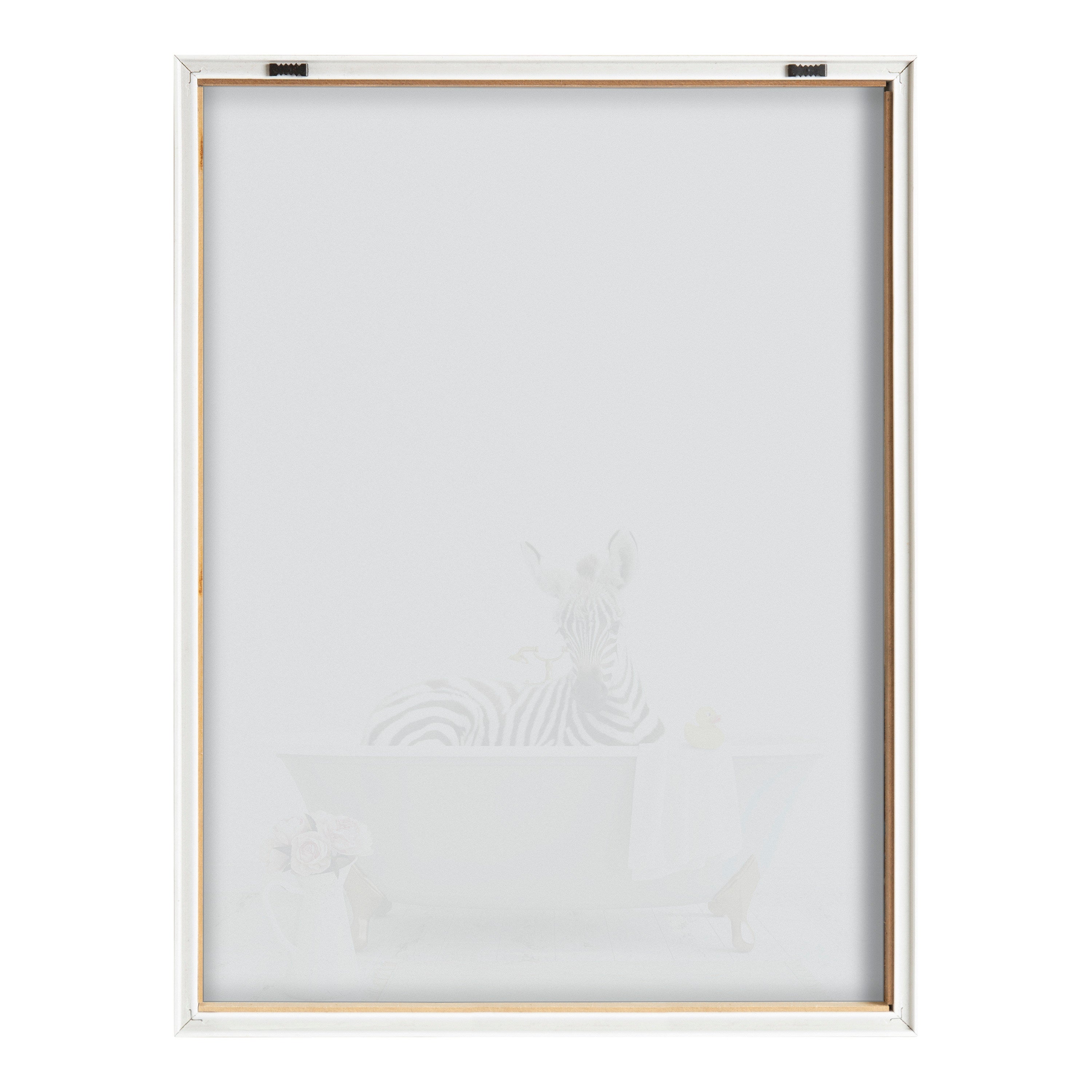Blake Zebra Cottage Bathroom Framed Printed Glass by Amy Peterson Art Studio