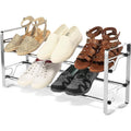 2-Tier Adjustable Freestanding Shoe Rack, Slide-N-Adjust, Chrome Finish