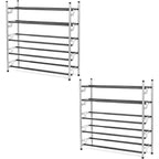 5-Tier Adjustable Freestanding Shoe Rack Organizer, Stackable Metal, Chrome