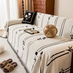 Chenille Jacquard Sofa Throw Cover with Tassel Soft Thick Couch Protector Blanket