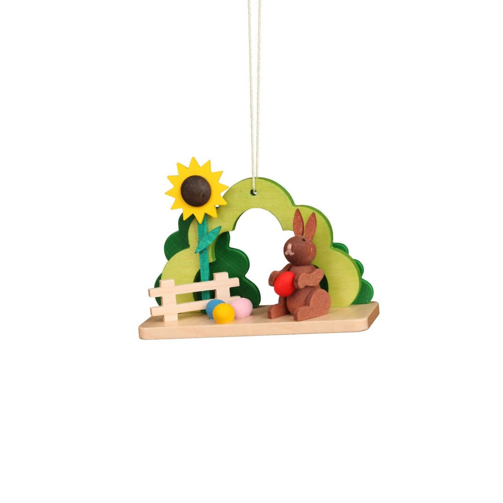 11-0607 - Christian Ulbricht Ornament - Rabbit With Sunflower - 2,25''H x 2.8''W x 1.15''D
