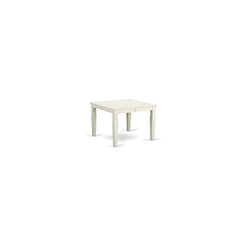 East West Furniture WEAV6-LWH-W 6Pc Rectangle 42/60" Family Table with 18 in Leaf and 4 Wood Seat Chairs Plus 1 Bench
