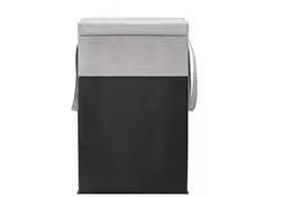 Large Laundry Hamper with Lid, Foldable Clothes Storage Bin, Space Saving Basket with Side Handles, Black Grey, Pack of 1