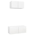 vidaXL TV Cabinet Set 2 Piece Home Living Room Furniture TV Stand HiFi Stereo Cabinet Media Unit Entertainment Center White Engineered Wood
