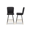 Baxton Studio Preston Modern Luxe and Glam Black Velvet Fabric Upholstered and Two-Tone Black and Gold Finished Metal 2-Piece Ba