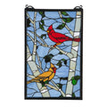 13 Inch W X 10 Inch H Cardinals Morning Stained Glass Window