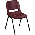 Ergonomic Shell Stack Chair, Burgundy, Plastic - Lot Of 4
