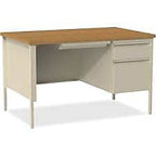 Lorell Single Right Pedestal Desk, 48 By 30 By 29-1/2-Inch, Putty Oak