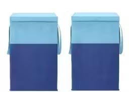 Large Laundry Hamper with Lid, Foldable Clothes Storage Bin, Space Saving, Medical Blue, with Side Handles, Pack of 1