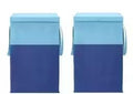 Large Foldable Laundry Hamper with Lid, Medical Blue, Space Saving Clothes Storage Bin with Side Handles, Pack of 2