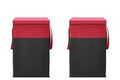 Fabric Laundry Basket with Lid and Strong Handles, Portable Clothes Hamper, Red and Black, Pack of 2