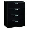 Hon Brigade 600 Series Lateral File, 4 Drawers, 53 1/4"H X 42"W X 19 1/4"D, Black