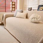 Linen-Look Textured Couch Throw Cover, Breathable Sofa Blanket & Furniture Protector