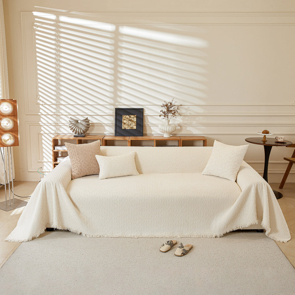Textured Throw Blanket with 3D Dobby Weave, Minimalist Furniture Protector for Couch
