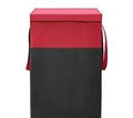 Fabric Laundry Basket with Lid and Strong Handles, Portable Clothes Hamper, Red and Black, Pack of 1