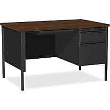 Lorell Single Right Pedestal Desk, 48 by 30 by 29-1/2-Inch, Black Walnut