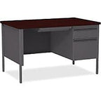 Lorell Single Right Pedestal Desk, Mahogany, 48 by 30 by 29-1/2-Inch