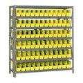 Quantum Storage Systems 1239100Yl Steel Shelving Unit With 4 Inch  Shelf Bins, 12 Inch  D X 36 Inch  W X 39 Inch  H, Yellow