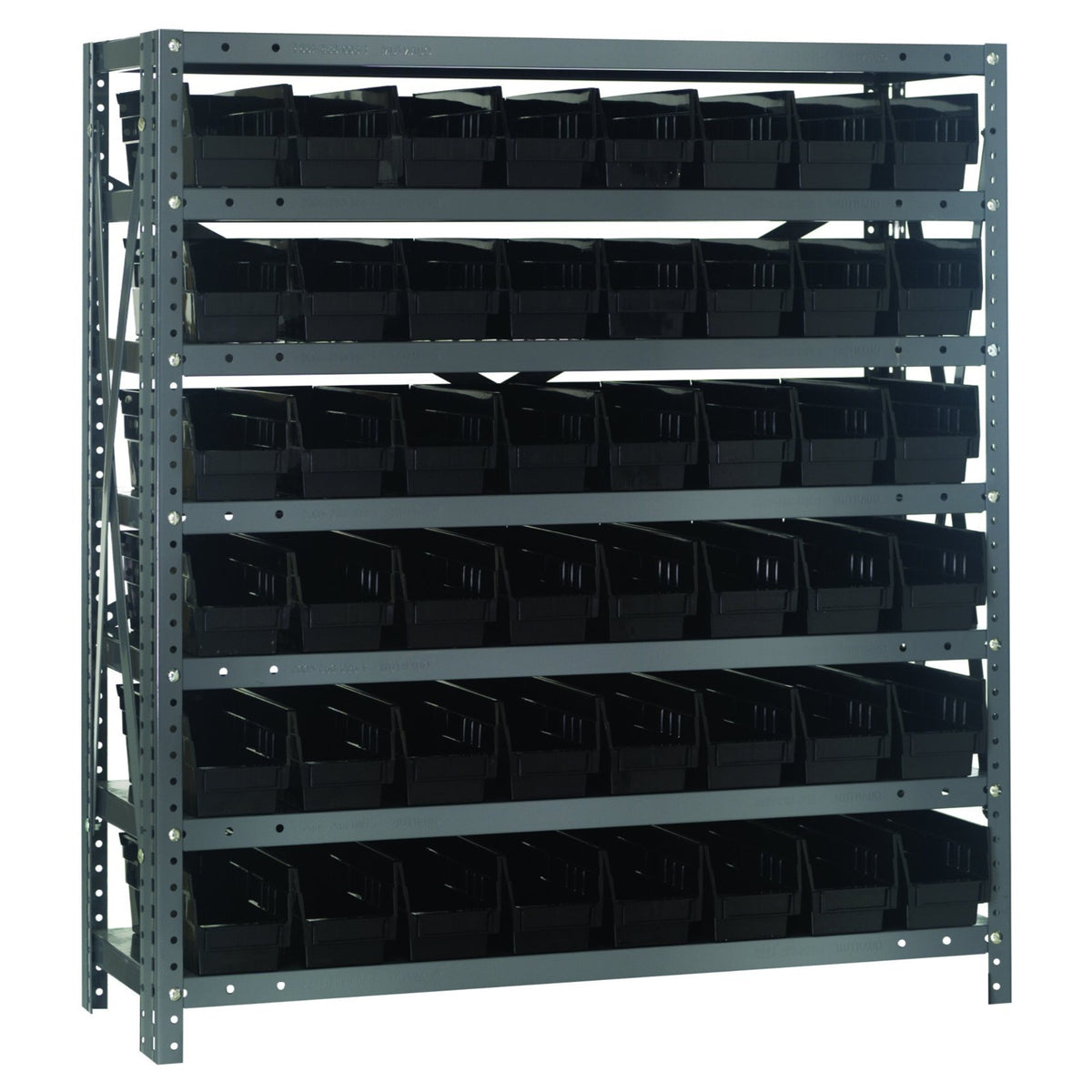 Quantum Storage Systems 1239101Bk Steel Shelving Unit With 4 Inch  Shelf Bins, 12 Inch  D X 36 Inch  W X 39 Inch  H, Black