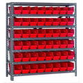 Quantum Storage Systems 1239101Rd Steel Shelving Unit With 4 Inch  Shelf Bins, 12 Inch  D X 36 Inch  W X 39 Inch  H, Red