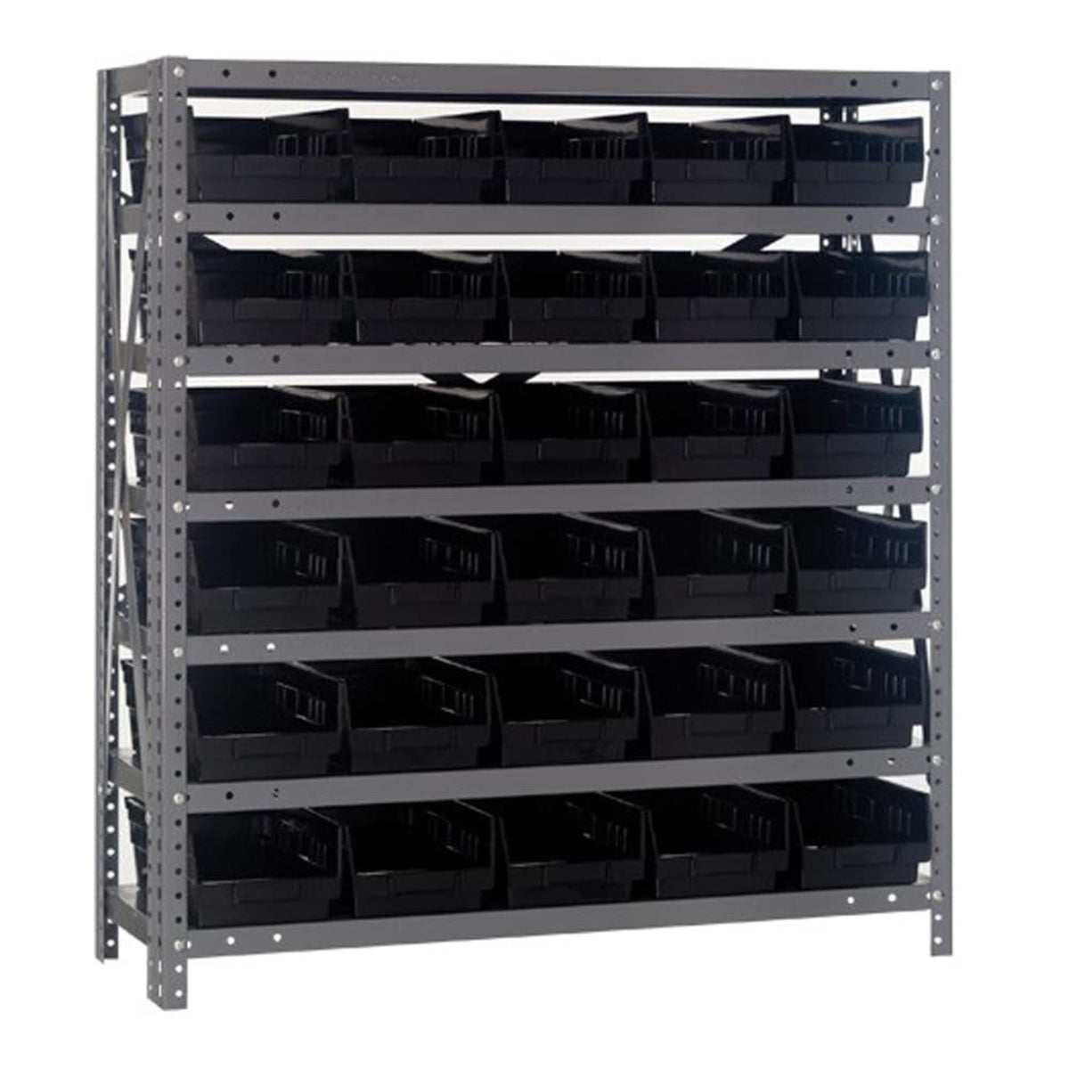 Quantum Storage Systems 1239102Bl Steel Shelving Unit With 4 Inch  Shelf Bins, 12 Inch  D X 36 Inch  W X 39 Inch  H, Blue