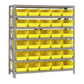 Quantum Storage Systems 1239102Yl Steel Shelving Unit With 4 Inch  Shelf Bins, 12 Inch  D X 36 Inch  W X 39 Inch  H, Yellow