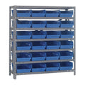 Quantum Storage Systems 1239107Bl Steel Shelving Unit With 4 Inch  Shelf Bins, 12 Inch  D X 36 Inch  W X 39 Inch  H, Blue