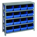 Quantum Storage Systems 1239207Bl Store More Steel Shelving Unit With 6 Inch  Shelf Bins, 12 Inch  D X 36 Inch  W X 39 Inch  H, Blue