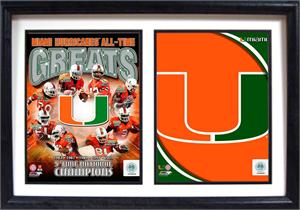 12X18 Double Frame  University Of Miami Greats