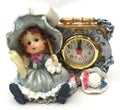 Victorian Resin Clock  Girl Musician With Flute In Blue Dress