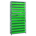 Quantum Storage 1275100Gn Steel Shelving Unit With 4 Inch  Shelf Bins, 12 Inch  D X 36 Inch  W X 75 Inch  H, Green