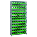 Quantum Storage Systems 1275101Gn Steel Shelving Unit With 4 Shelf Bins, 12 D X 36 W X 75 H, Green