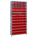 Quantum Storage Systems 1275102Rd Steel Shelving Unit With 4 Shelf Bins, 12 D X 36 W X 75 H, Red