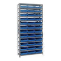 Quantum Storage Systems 1275109Bl Steel Shelving Unit With 4 Inch  Shelf Bins, 12 Inch  D X 36 Inch  W X 75 Inch  H, Blue