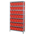 13 Shelf Open Unit With 36 Red Bins