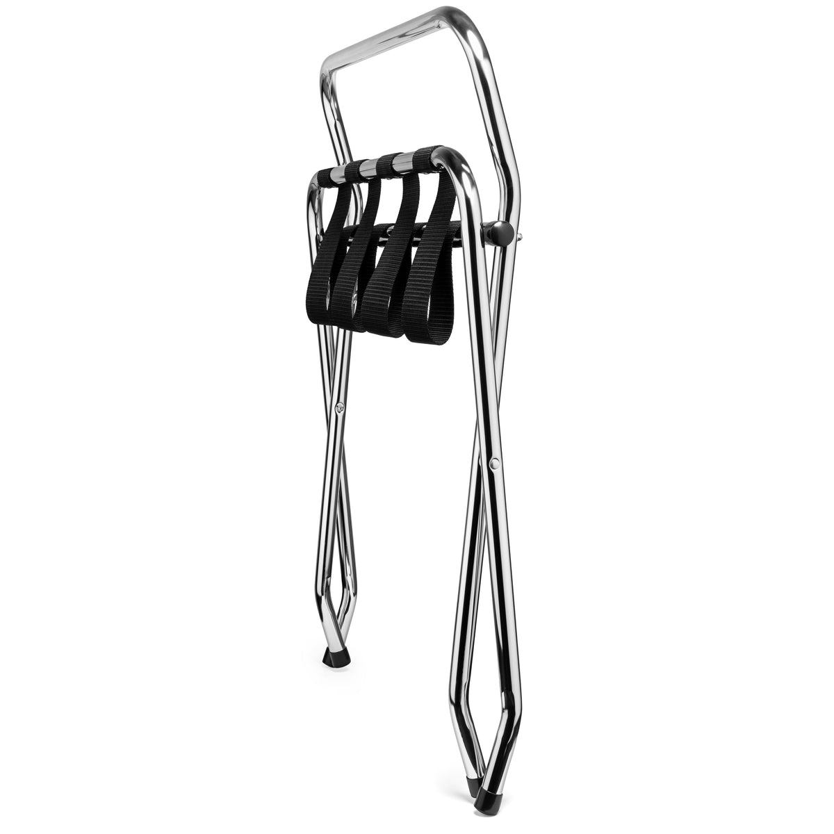 High-Back Luggage Rack, Lightweight Fold-Flat Design, Compact Chrome Finish