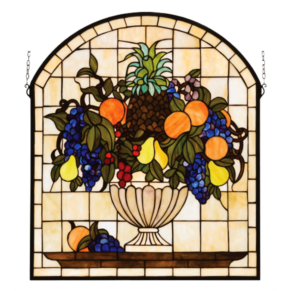 25 Inch W X 29 Inch H Fruitbowl Stained Glass Window