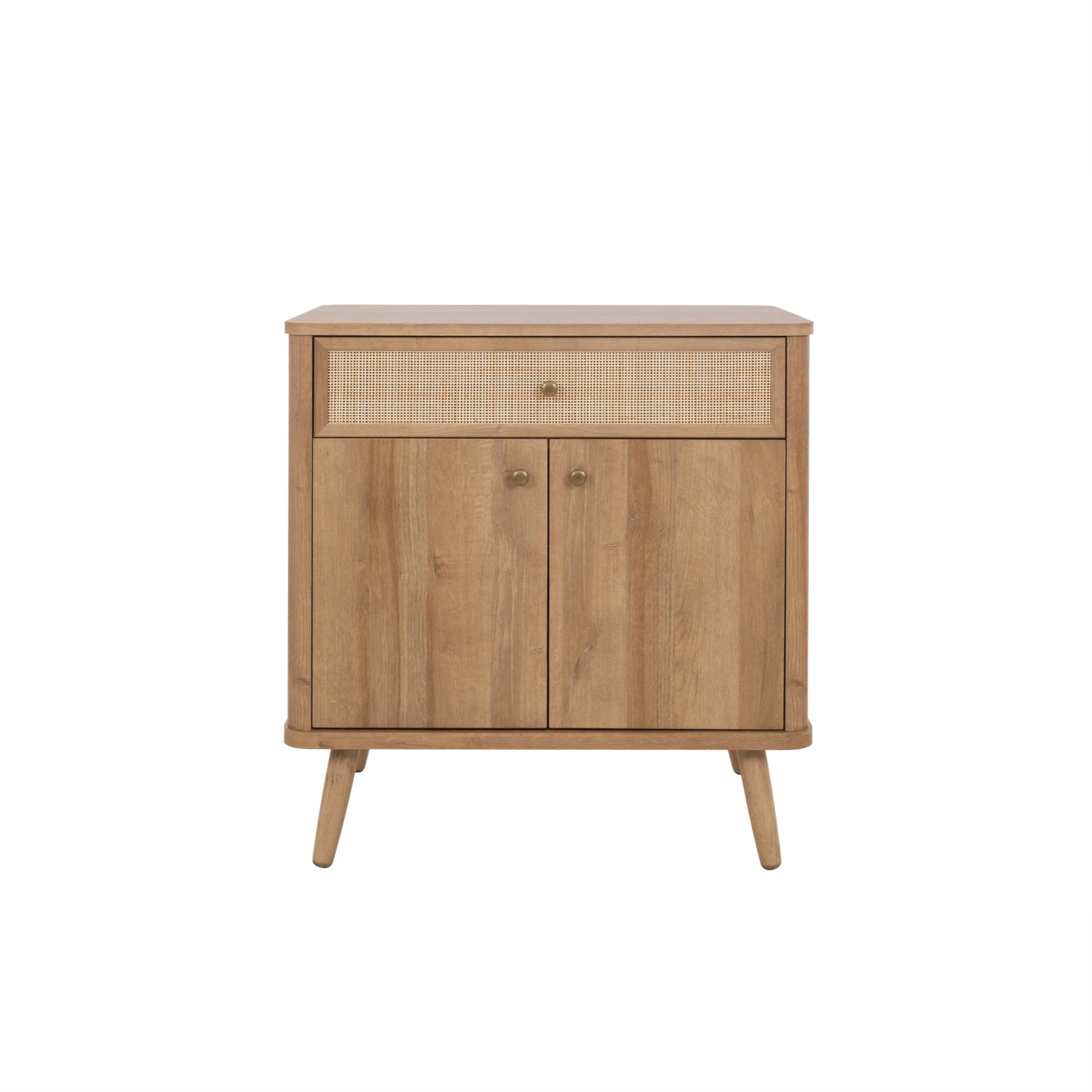New Pacific Direct Thelma Rattan Small Cabinet 1 Drawer + 2 Doors In Natural Oak