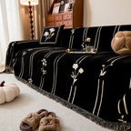 Chenille Jacquard Sofa Throw Cover with Tassel Soft Thick Couch Protector Blanket