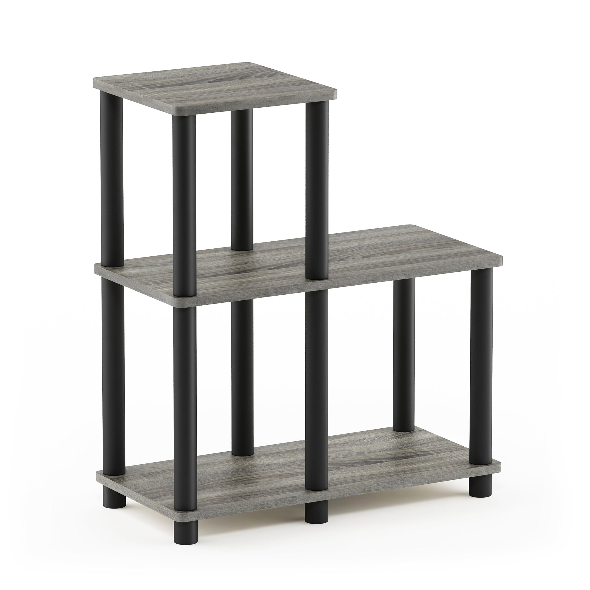 Furinno Turn-N-Tube Accent Decorative Shelf, French Oak Grey/Black