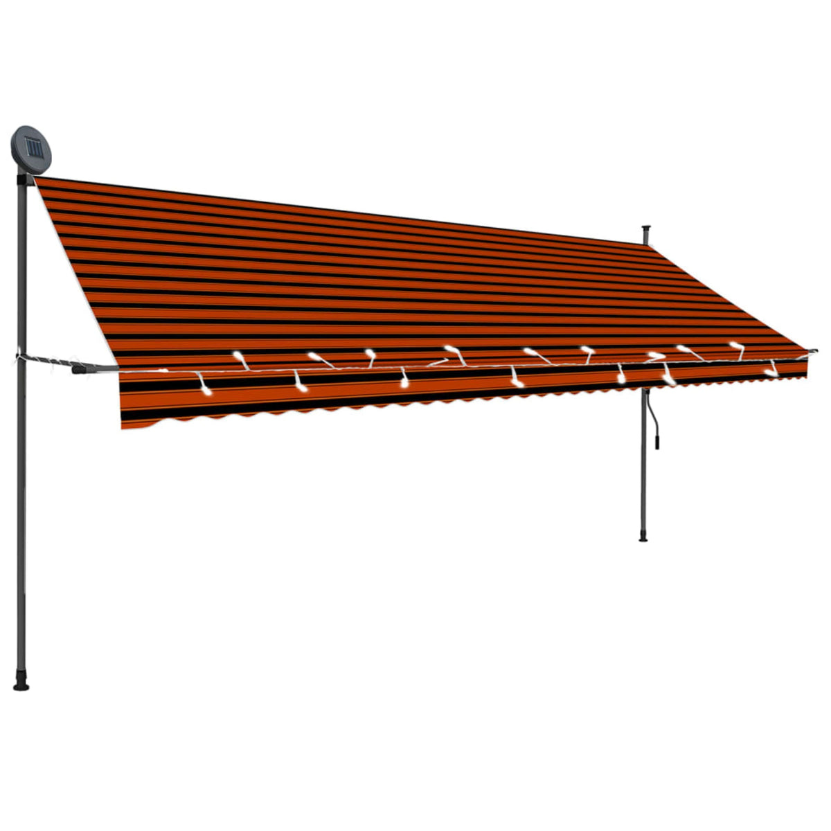 vidaXL Manual Retractable Awning with LED 157.5'' Orange and Brown