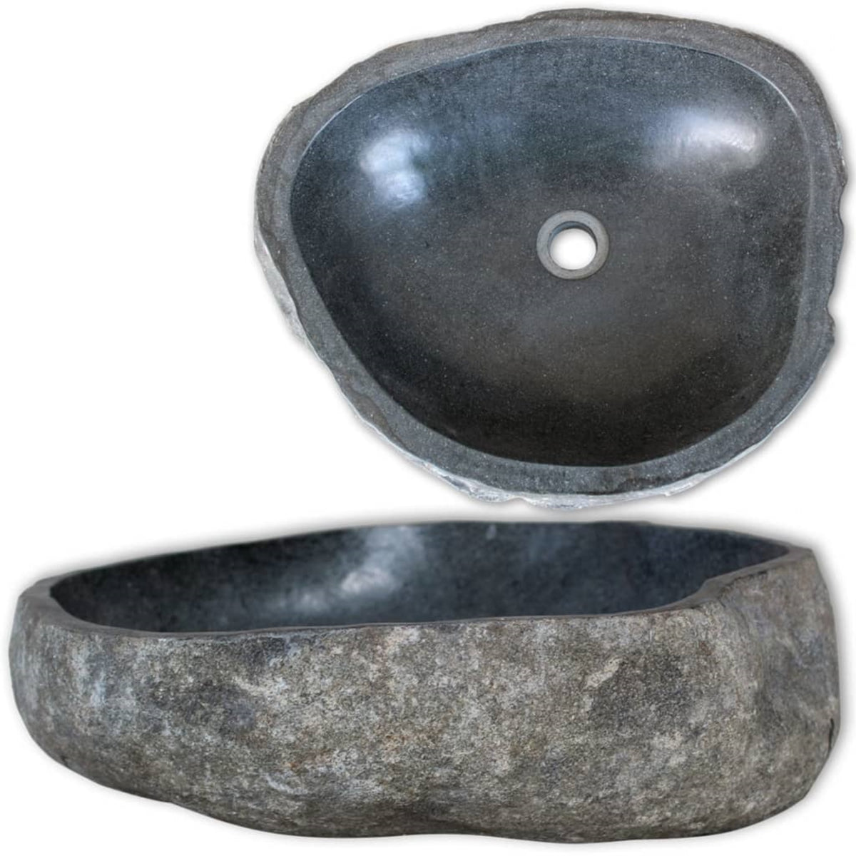Basin River Stone Oval 18.1''-20.5'' - Natural River Stone Wash Basin - Elegant & Practical - Easy to Clean - Versatile Design -