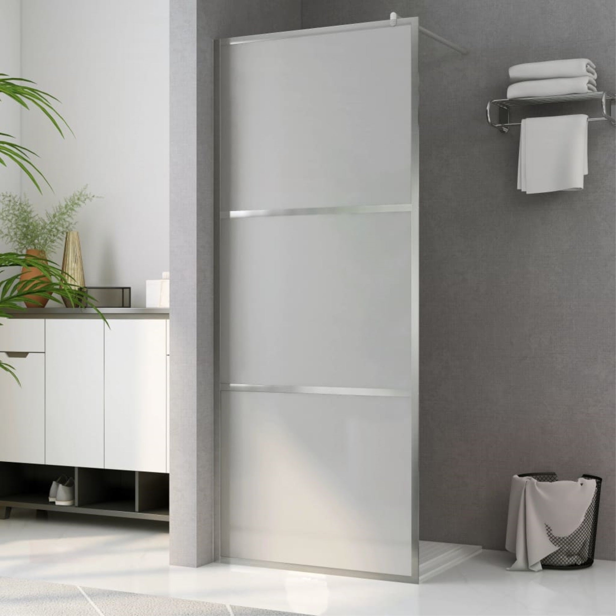 vidaXL Walk-in Shower Wall with Whole Frosted ESG Glass 39.4''x76.8''
