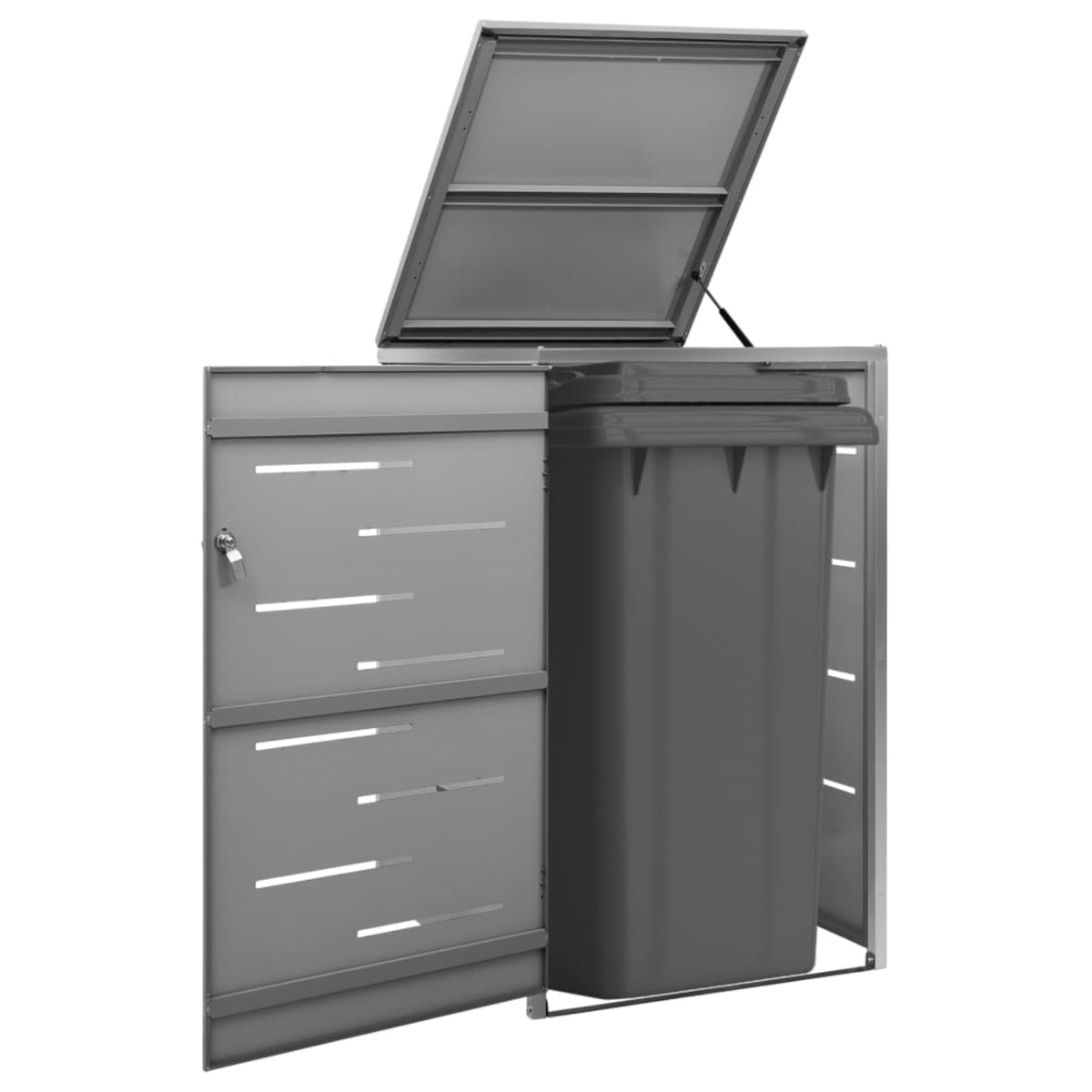 vidaXL Single Wheelie Bin Shed 27.2''x30.5''x45.3'' Stainless Steel